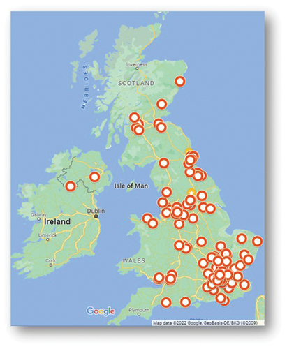 Figure 1. Map of respondent locations.