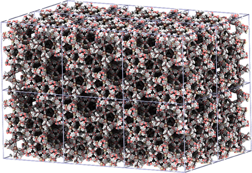 Figure 5. (Colour online) A super-cell of unit cells of MIL-101; each MIL-101 (89 Å89 Å89 Å) contains 14416 atoms. The ambient occlusion has to be computed based on the super-cell because the outside cells receive more light than the interior cells.