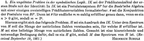 Figure 1. Printed version of Heinrich Scholz's note (Scholz Citation1952).
