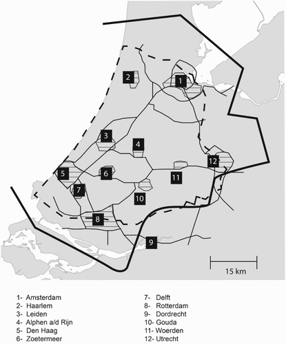 Figure 5. Randstad Holland: compartmentalization with elevated infrastructures around and between cities. Source: Priemus (Citation2010).