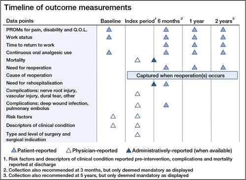 Figure 2. The recommended timeline for collection of each outcome measure.