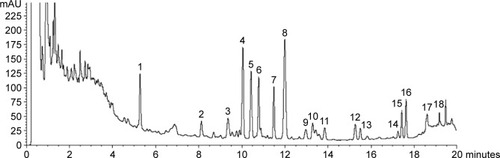 Figure 1 Chromatogram profile of YQFM.