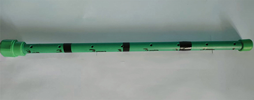 Figure 3. Arm pipe with eight holes with 3 mm diameter each.