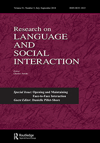 Cover image for Research on Language and Social Interaction, Volume 51, Issue 3, 2018