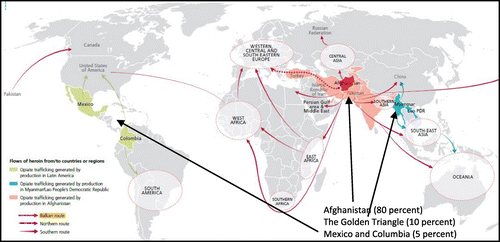 Figure 3. Main sources for illicit opium and heroin.