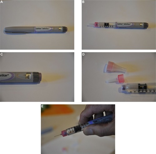 Figure 2 Example of a prefilled, disposable insulin dosing pen, the Lantus SoloStar®.