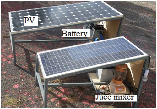 Figure 3. PV panel to power juice mixer and sealing machine.
