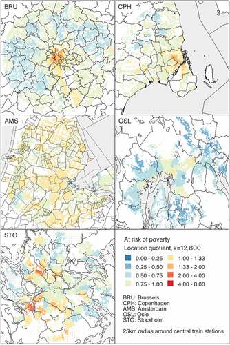 Figure 5. Location quotients for poverty at k = 12,800