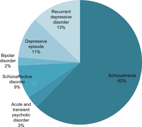 Figure 1 Psychiatric diagnoses according to the International Classification of Diseases (ICD) 10 for all patients.