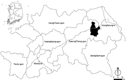 Figure 1. Study area. The Winter Olympic area is shaded in black.