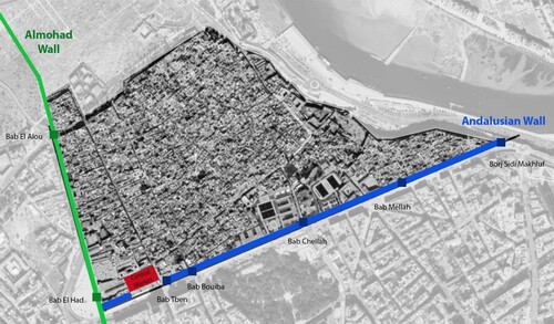Figure 12. The Medina and its walls. Source: Author, based on Google Earth.