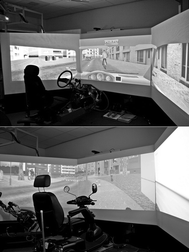 Figure 2. Microcar (above) and mobility scooter (below) driving simulator.