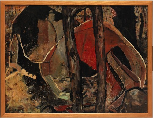 Figure 4. Clifton Pugh, The Dead Kangaroo, 1956, oil on composition board, 69.5 x 91.3 cm, Queensland Art Gallery/Gallery of Modern Art, bequest of Karl and Gertrude Langer 1984. Photo © QAGOM.