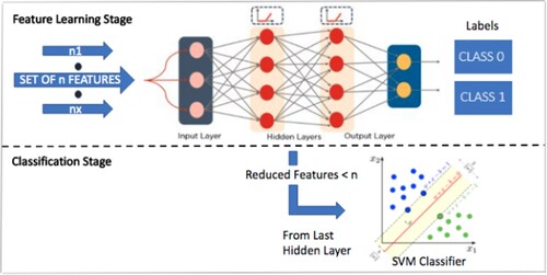 Figure 1. Feature learning using neural network followed by SVM classification.