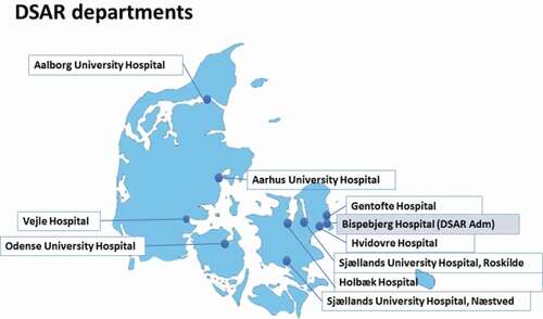 Figure 1. Overview of hospitals in Denmark administering biological treatment for severe asthma