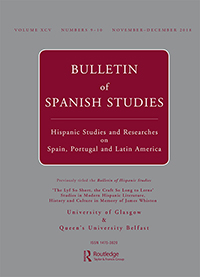 Cover image for Bulletin of Spanish Studies, Volume 95, Issue 9-10, 2018