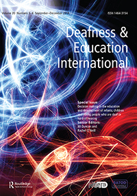 Cover image for Deafness & Education International, Volume 20, Issue 3-4, 2018