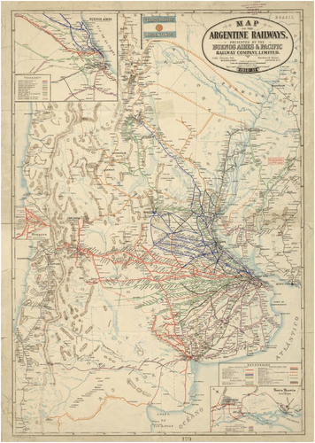 Figure 4. Buenos Aires and Pacific Railway Company, Ltd., Map of the Argentine Railways, 1910. Image: Wikimedia Commons.