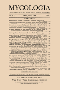 Cover image for Mycologia, Volume 60, Issue 3, 1968