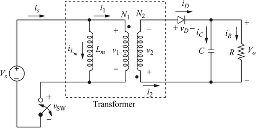 Figure 3. The equivalent circuit of flyback converter