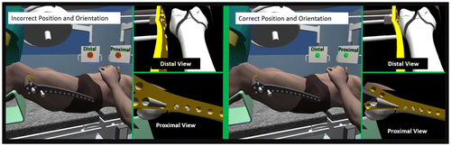 Figure 7. (a) and (b) Two views of the position training environment (the multiple windows enable residents a better view of their positioning status during practice).
