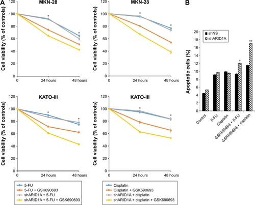 Figure 6 Addition of AKT inhibitors to conventional chemotherapy increases antitumor activity in ARID1A-deficient cancer cells.