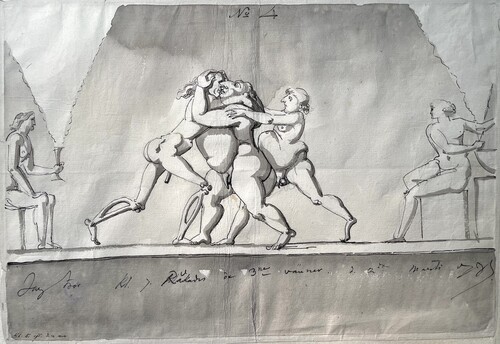 Fig. 10. Ehrensvärd, C. A., Sergel meets Abildgaard and De Geer in Copenhagen, 1797, Nationalmuseum, Stockholm, inv. no. NMH Z 307/1957. Photo: author.