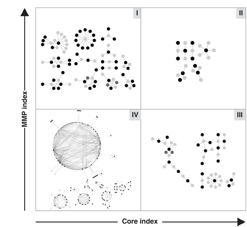 Figure 4. Activity class example. The index map distribution of activity cliff clusters formed by adenosine A3 receptor antagonists (ChEMBL target ID 256) is shown.