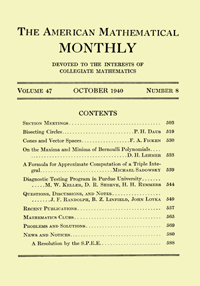 Cover image for The American Mathematical Monthly, Volume 47, Issue 8, 1940