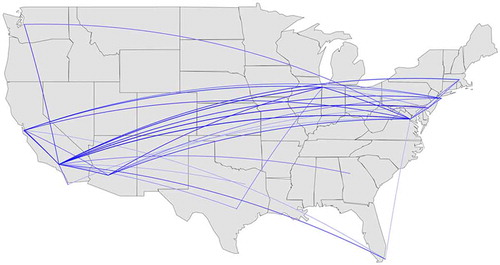 Figure 4. Geography of reciprocated ties.