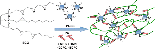 Figure 2. Cross-linking reactions to produce ECO-based nanocomposites.