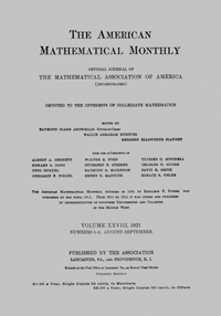 Cover image for The American Mathematical Monthly, Volume 28, Issue 8-9, 1921