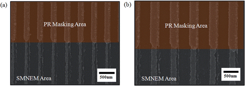 Figure 8. SEM images of the 3D Ni nanowires starting from (a) 200 nm Ni nanowires and (b) 300 nm Ni nanowires.