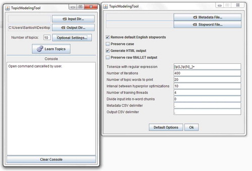 Figure 2. Mallet topic modeling tool.