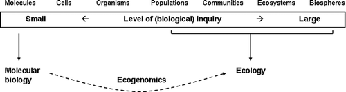 Figure 1. Ecogenomics is a field of research where the largest and smallest levels of studying life meet.