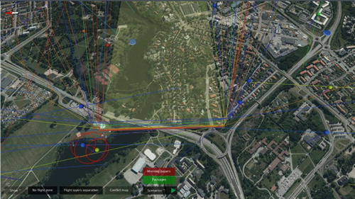 Figure 8. Layered traffic. Background generated from GSD-Ortofoto25 and GSD-Höjddata, grid 2+ © Lantmäteriet.