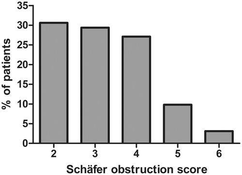 Figure 2. Frequency distribution of Schäfer obstruction score within study population.