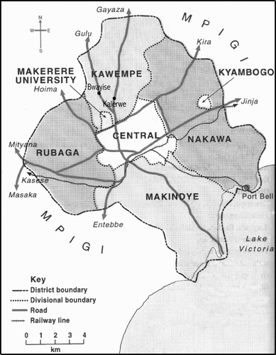 Figure 1: Kampala District map showing the study sites at Bwayise and Kalerwe