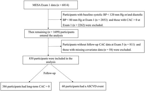 Figure 1. Flowchart for selecting the Multi-Ethnic Study of Atherosclerosis (MESA) participants for analysis.