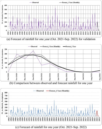 Figure 9. Forecast and validation of rainfall at as Sifsafeh station.