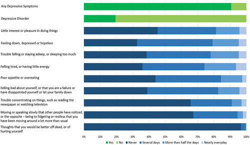 Figure 1. Prevalence of depressive symptoms and depressive disorder among household members.