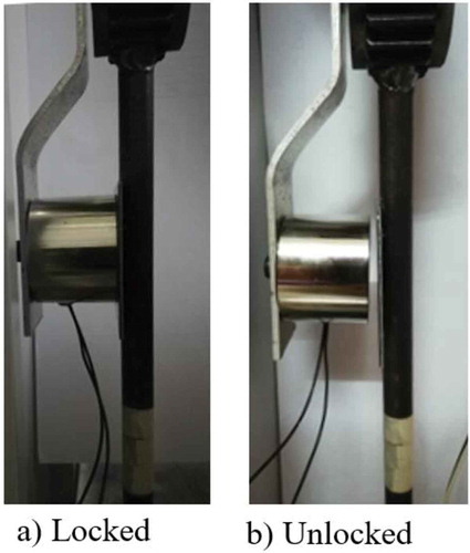 Figure 10. Knee joint at (a) locked condition (b) unlocked condition