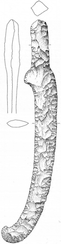 Figure 6. The flint scimitar found near Favrskov on Funen. After Aner and Kersten (1977).