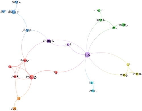 Figure 6. Author collaboration network in the field of AI in RM.
