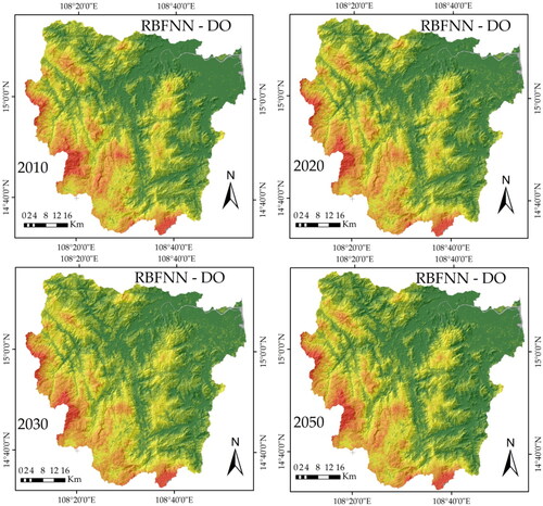 Figure 11. Landslide susceptibility mapping from 2010 to 2020 in study area.