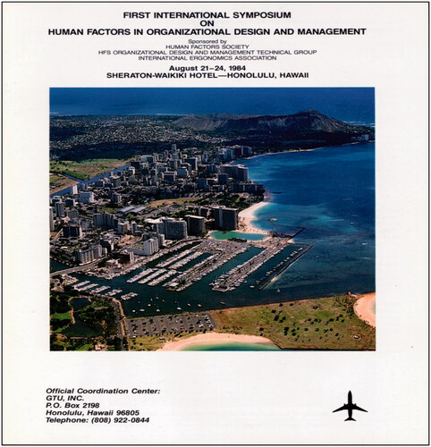 Figure 1. Program cover for the first International Organisational Design and Management (ODAM) Symposium (Honolulu, 1984).