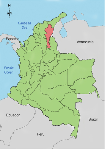 Figure 6. Map of the Cesar Department, Colombia.