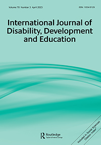 Cover image for International Journal of Disability, Development and Education, Volume 70, Issue 3, 2023