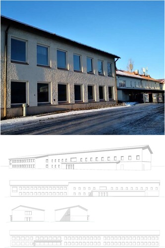 Figure 1. Korso school, perspective drawing and facades 1:750. Photo courtesy of Kimmo Nekkula.