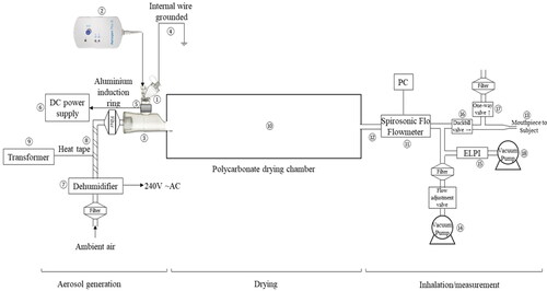 Figure 1. Schematic of the rig for aerosol generation and charging.
